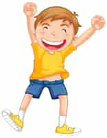 Free vector happy boy jumping cartoon character