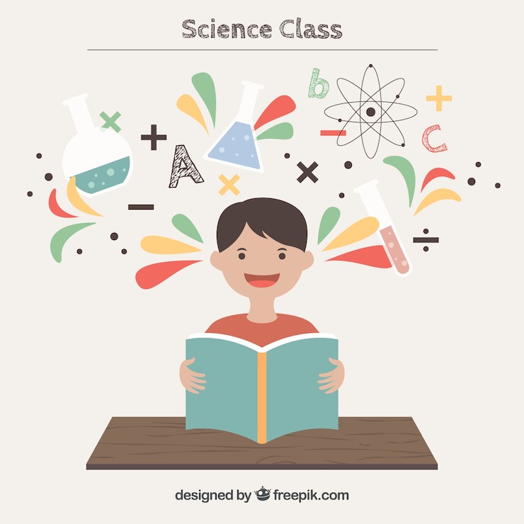 Free Vector happy boy in science class