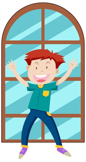 Free vector happy boy simple cartoon character