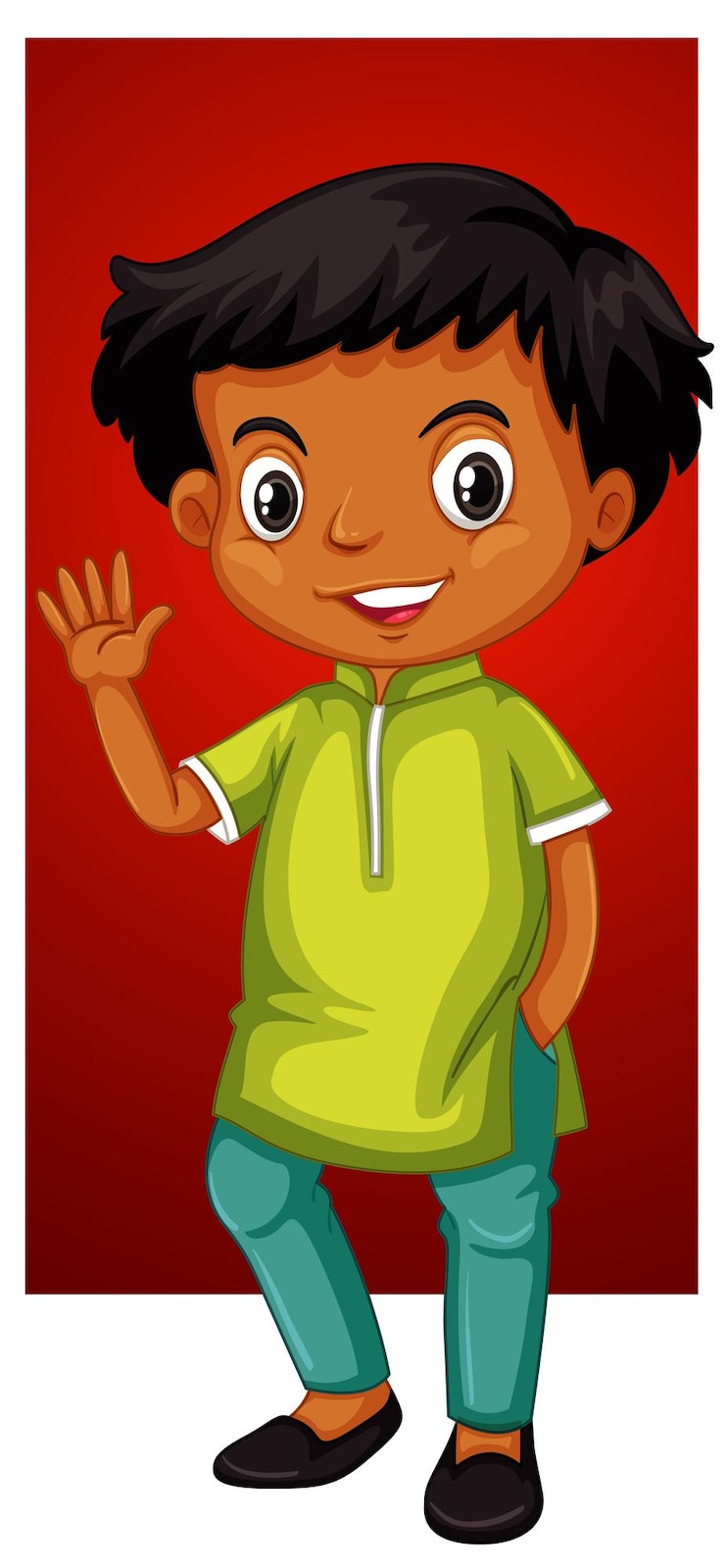 मुफ़्त वेक्टर happy boy waving hello