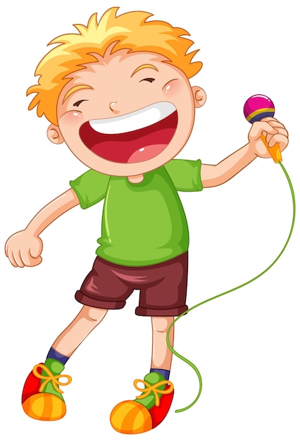 Free vector happy boy with microphone