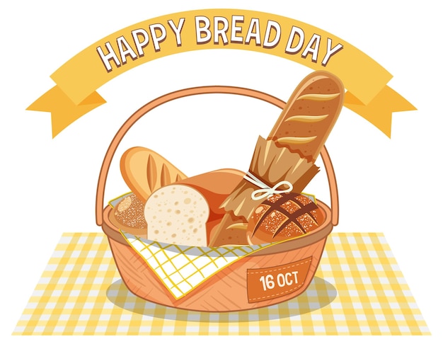 Vettore gratuito happy bread day 16 ottobre logo design