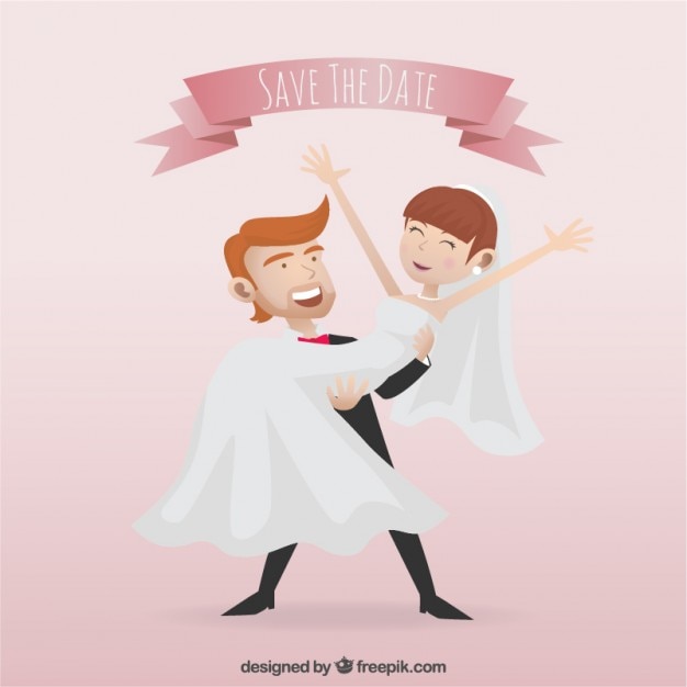 Free vector happy bride and groom