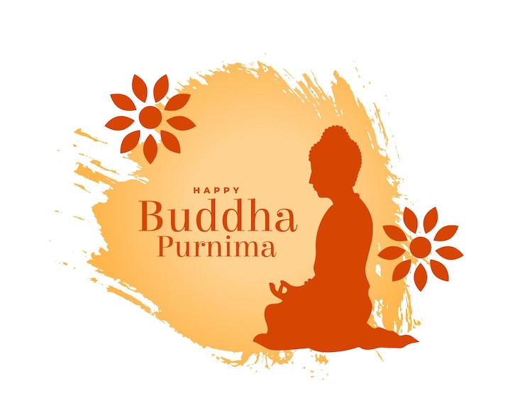 Free Vector happy buddha purnima festive background with splatter effect