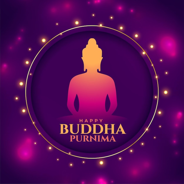 Happy buddha purnima shiny background for spiritual peace