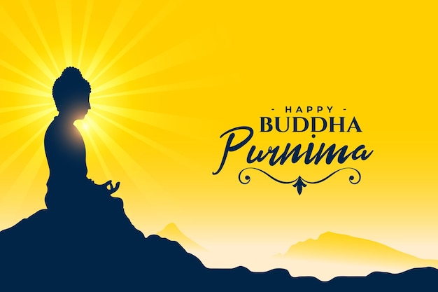 Vettore gratuito felice buddha purnima o vesak giorno sfondo con effetto luce