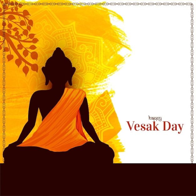 Free vector happy buddha purnima or vesak day card with gautam buddha design