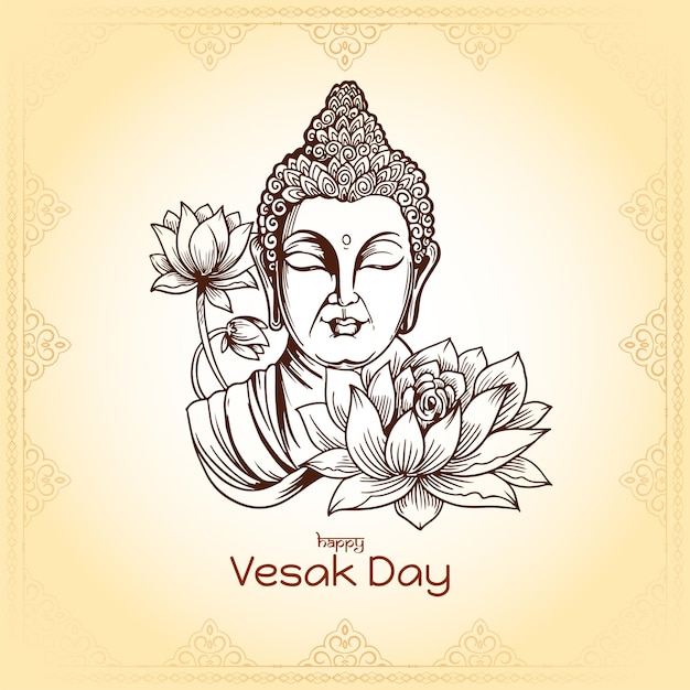 Free Vector happy buddha purnima or vesak day festival greeting card