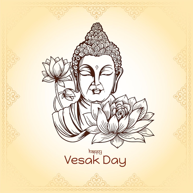 Free Vector happy buddha purnima or vesak day festival greeting card