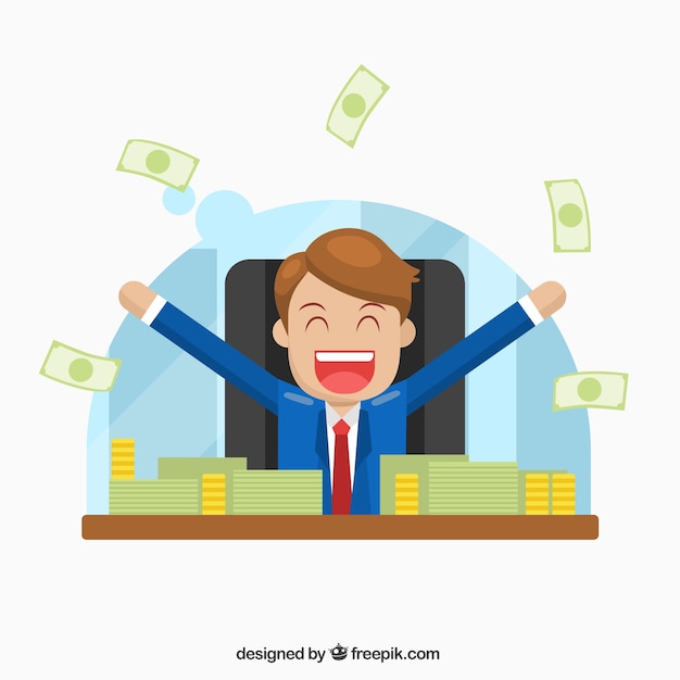 Free vector happy businessman with money