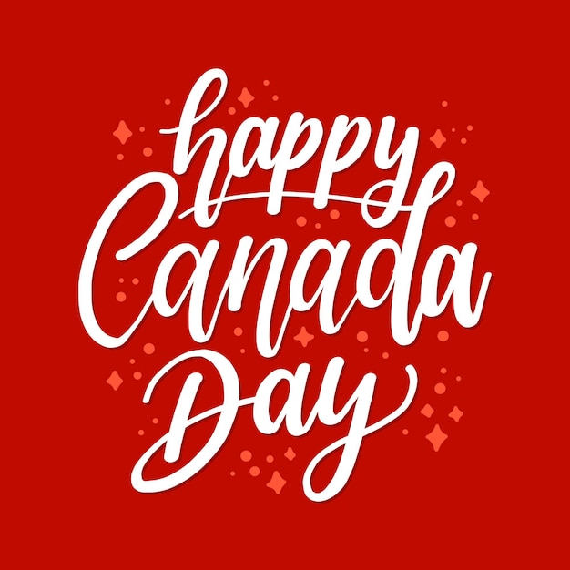 Free vector happy canada day lettering with stars