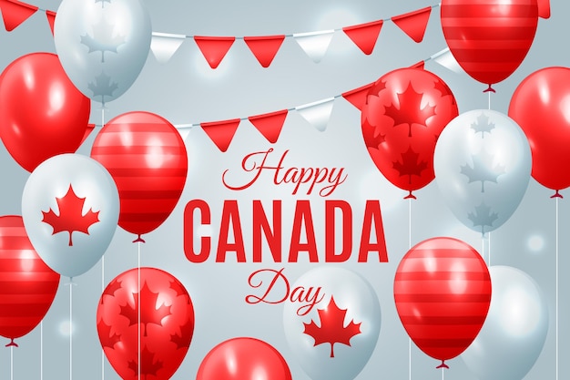 Happy canada day realistic background with balloons