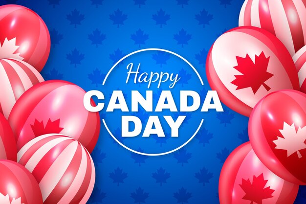 Happy canada day realistic wallpaper with balloons