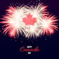 Free vector happy canada day with fireworks