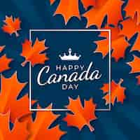 Free vector happy canada day with frame and maple leaves