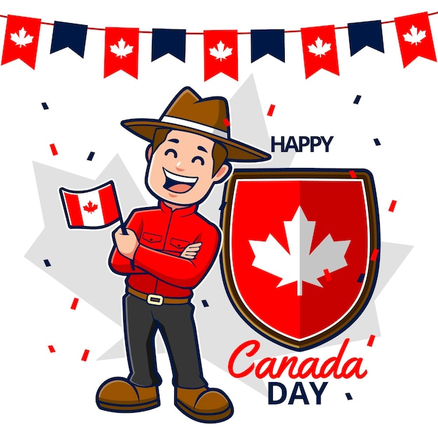 Felice giorno del canada con ranger e bandiera