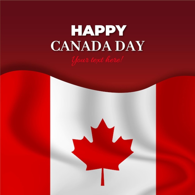 Счастливый день канады с реалистичным флагом
