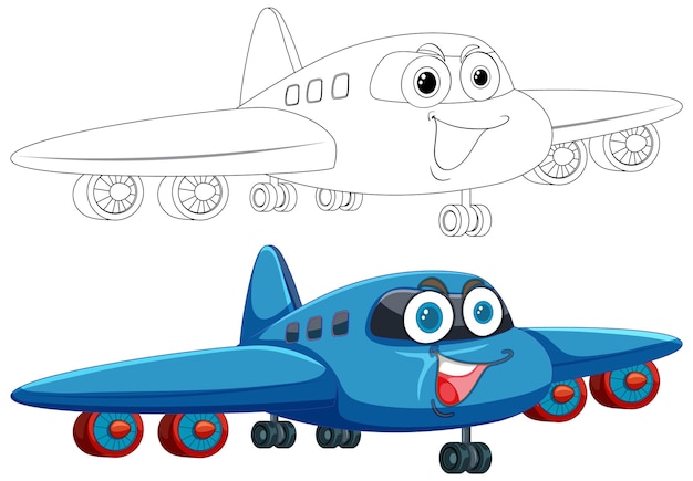 Vettore gratuito illustrazione vettoriale di happy cartoon airplanes