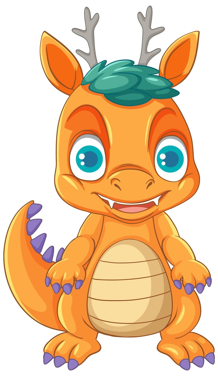 Free Vector happy cartoon dinosaur character smiling
