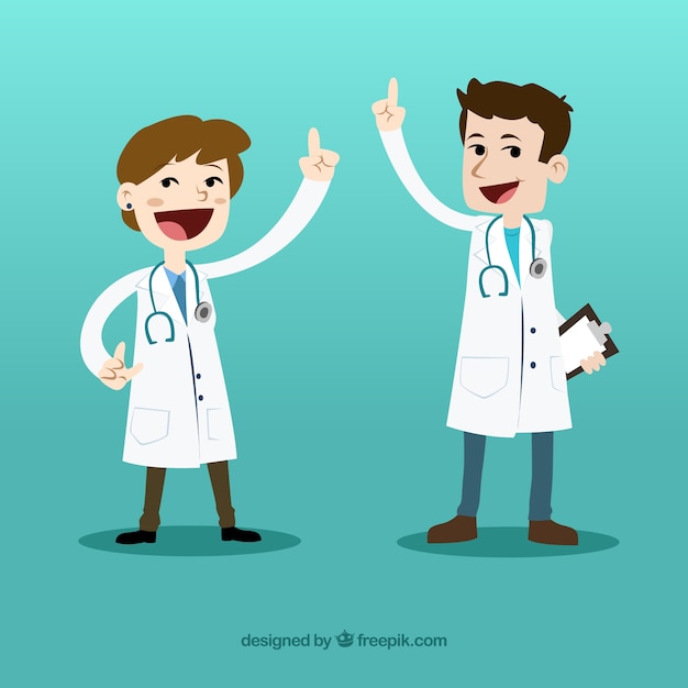 Happy cartoon doctors