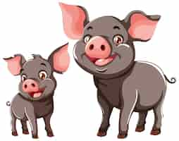 Free vector happy cartoon pigs smiling together