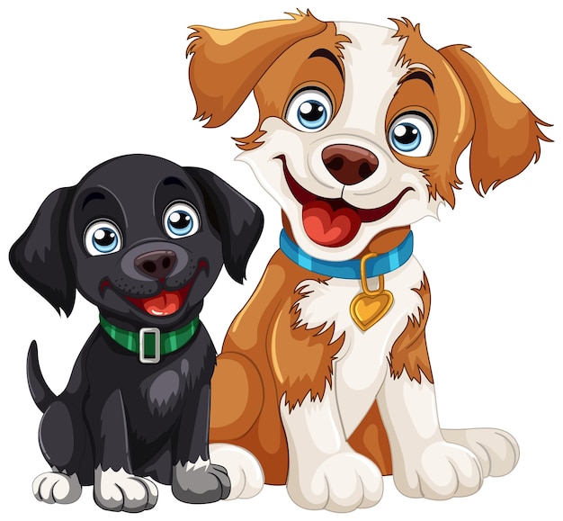 Free vector happy cartoon puppy friends