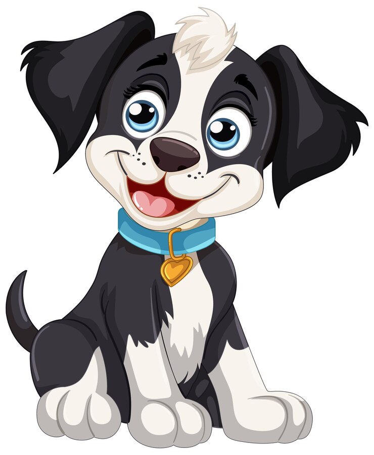 Free Vector happy cartoon puppy with blue collar