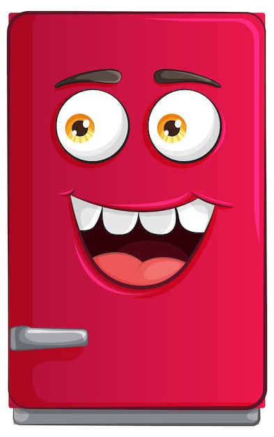 Happy Cartoon Refrigerator Character