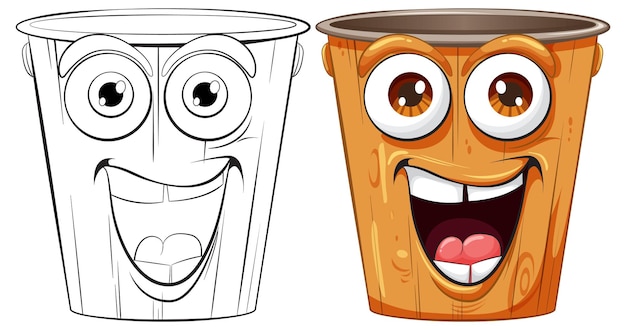 Free vector happy cartoon trash bin characters