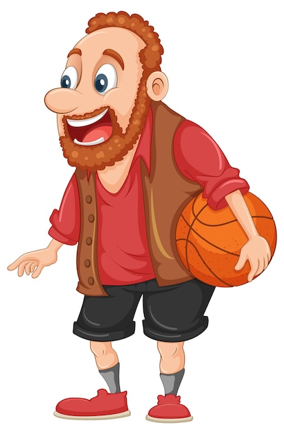 Free vector happy caucasian middle age man holding basketball