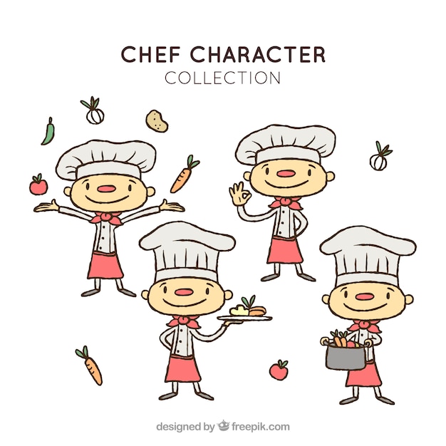 Free vector happy chef character collection