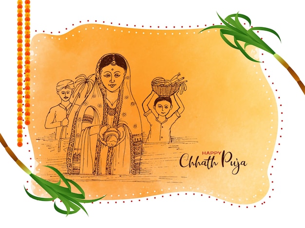 Free vector happy chhath puja cultural indian festival celebration background