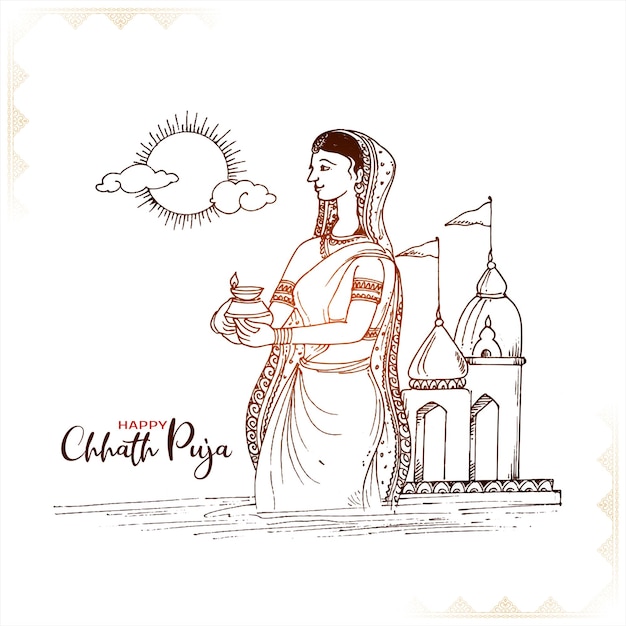 Free Vector happy chhath puja festival celebration background
