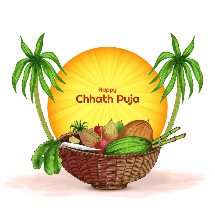 मुफ़्त वेक्टर happy chhath puja festival holiday card background