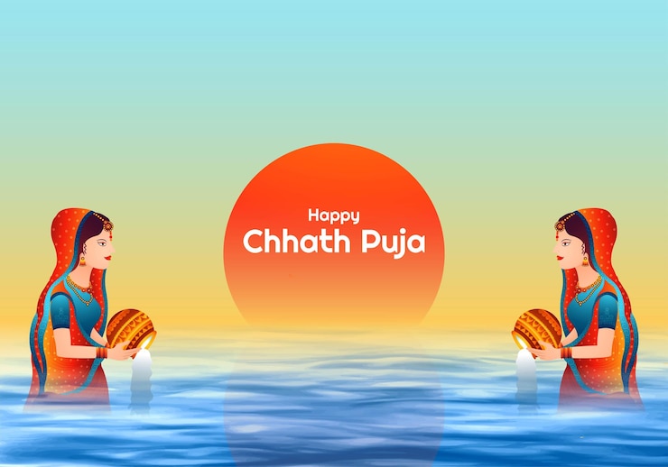 मुफ़्त वेक्टर भारत के सूर्य महोत्सव के लिए छठ पूजा की शुभकामनाएँ हॉलिडे बैकग्राउंड