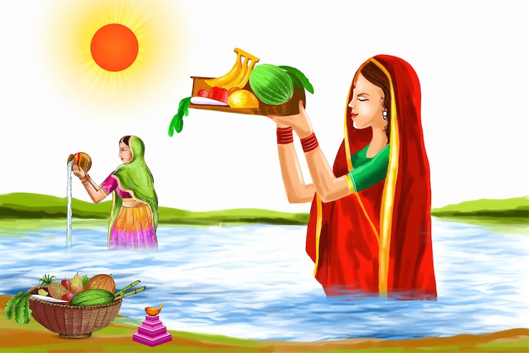 मुफ़्त वेक्टर भारत के सूर्य महोत्सव के लिए छठ पूजा की शुभकामनाएँ हॉलिडे बैकग्राउंड