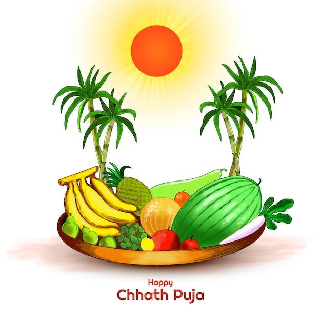 Free vector happy chhath puja holiday background for sun festival of india