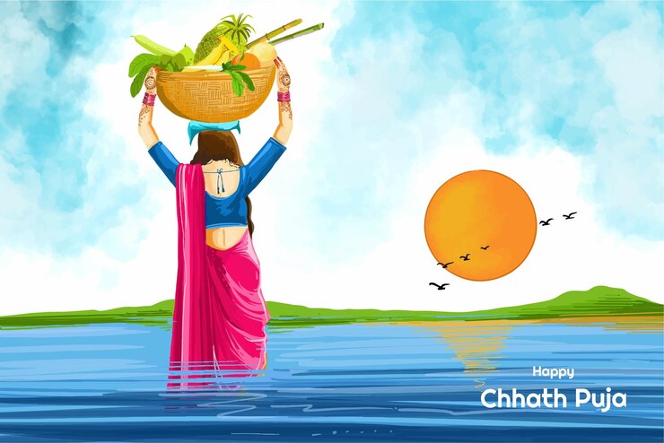 मुफ़्त वेक्टर भारत के सूर्य महोत्सव के लिए छठ पूजा की शुभकामनाएँ हॉलिडे बैकग्राउंड
