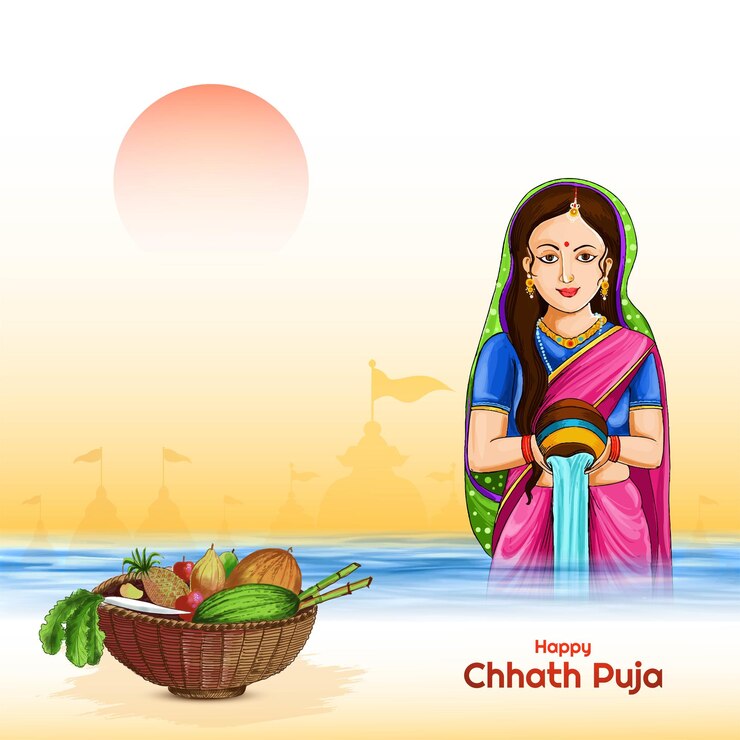 मुफ़्त वेक्टर भारत के सूर्य महोत्सव के लिए छठ पूजा की शुभकामनाएँ हॉलिडे बैकग्राउंड