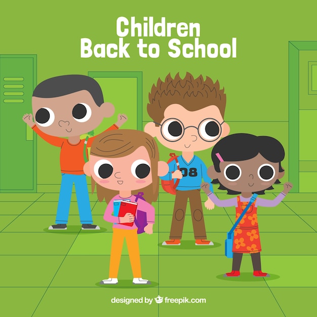 Free vector happy children back to school