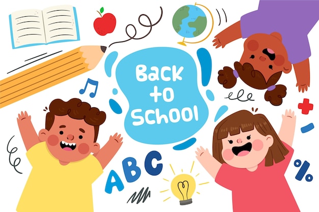 Free vector happy children cheering back to school