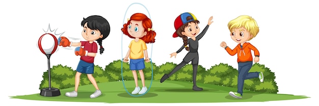 Free vector happy children playing different sports