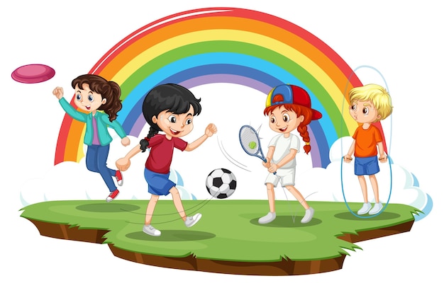 Free vector happy children playing different sports