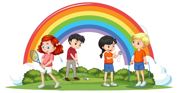 Free vector happy children playing different sports