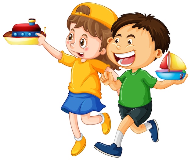 Free vector happy children playing toys