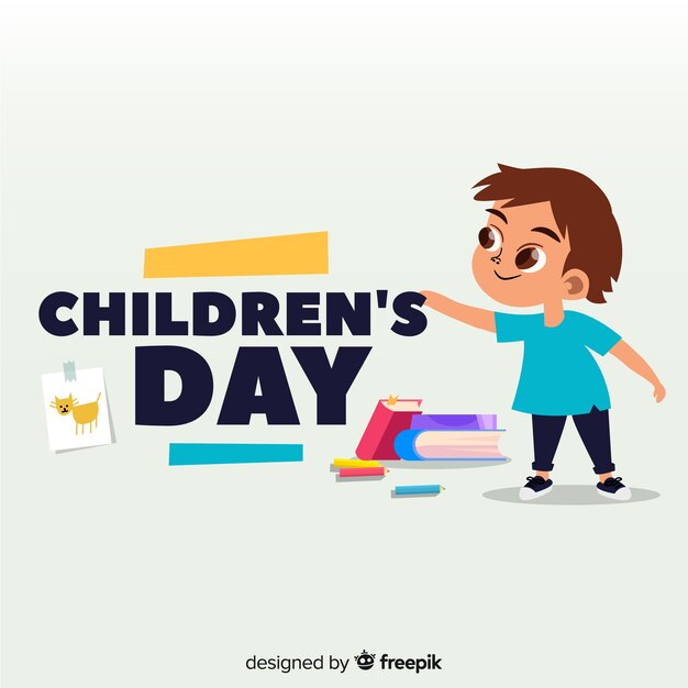 Happy children's day background in flat design