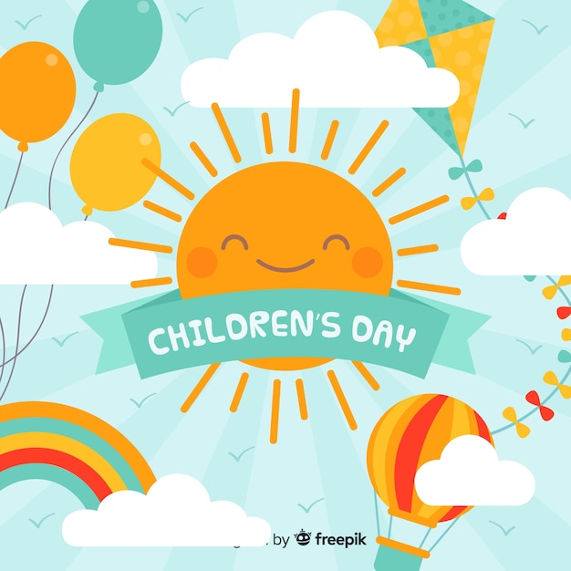 Free vector happy children's day background in flat design