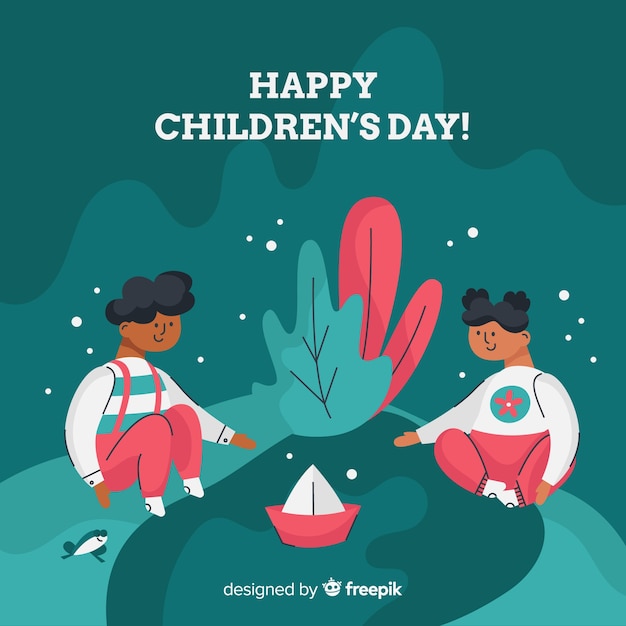 Free vector happy children's day background in flat design