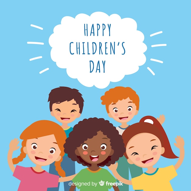 Free vector happy children's day background in flat design