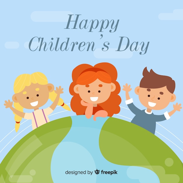 Happy children's day background in flat design